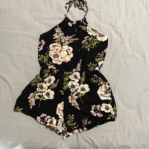 Floral romper with halter top